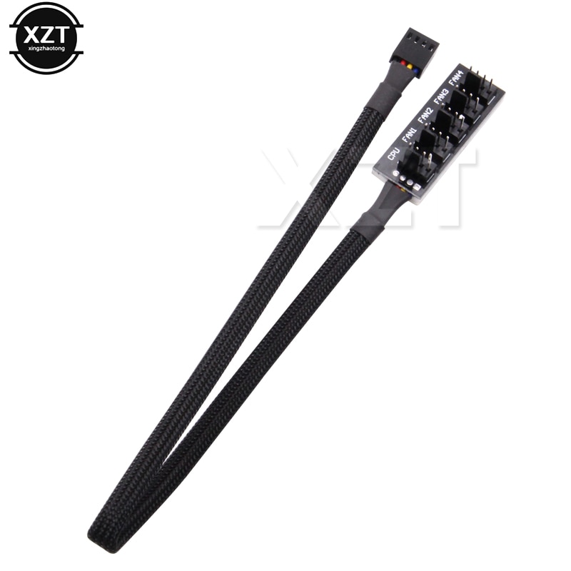 1PCS 1 to 5 4-pins Molex TX4 PWM CPU Cooler Splitter Adapter Power Cable Black Sleeved Jacket 5-Port