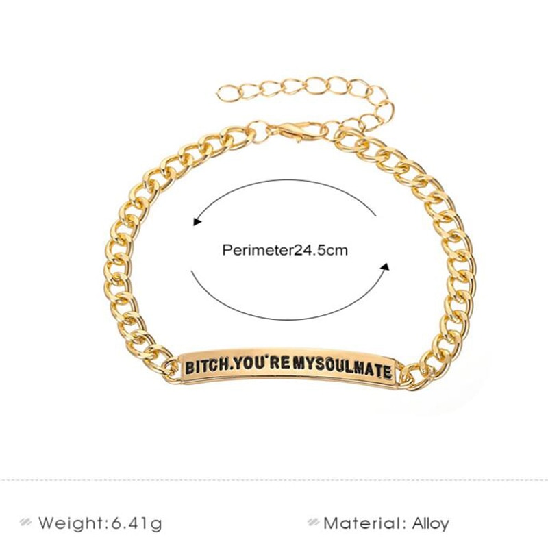 You're My Soulmate Charm Letter Bracelet Handstamped His and Her Chain Bracelet Men Women DIY Couple Jewelry Pulseras