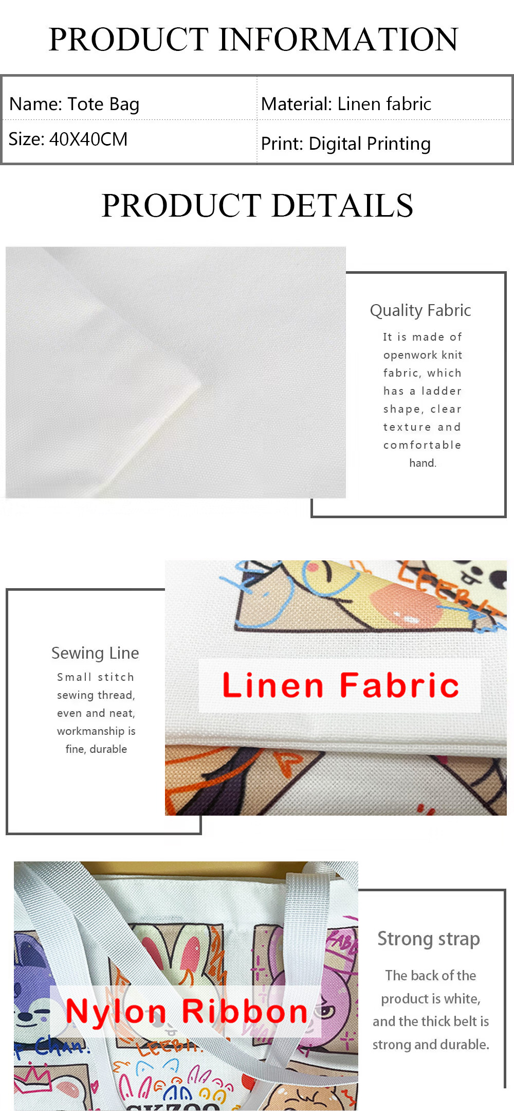 Czarno-biała geometryczna torba z grubej bawełny Damskie torby lniane Ekologiczne torby na zakupy wielokrotnego użytku Podróżna plaża Przydatna torba na ramię