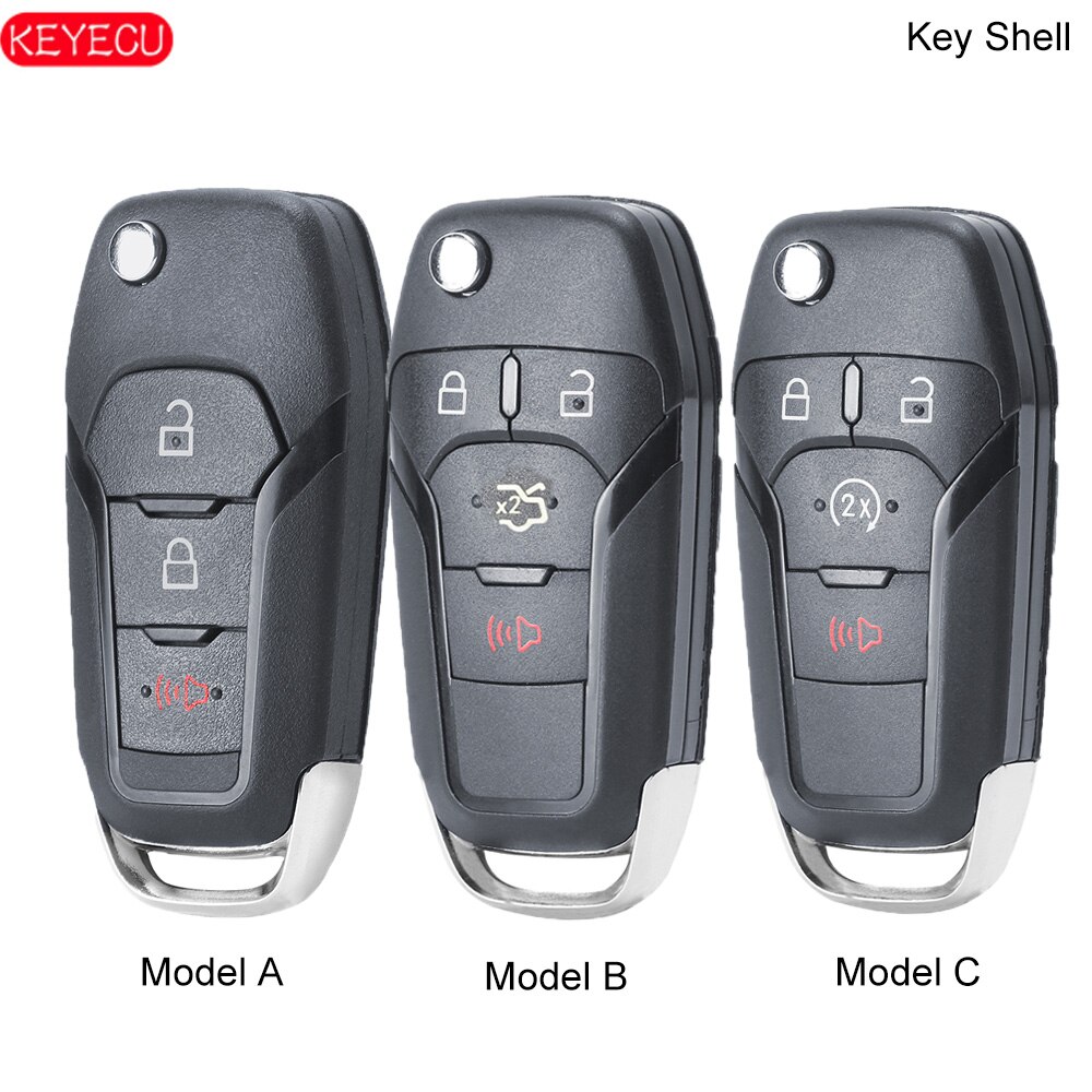Keyecu flip-afstandsbediening autosleutelbehuizing voor ford fusion edge explorer fcc id : n5f-a08 taa (alleen behuizing)