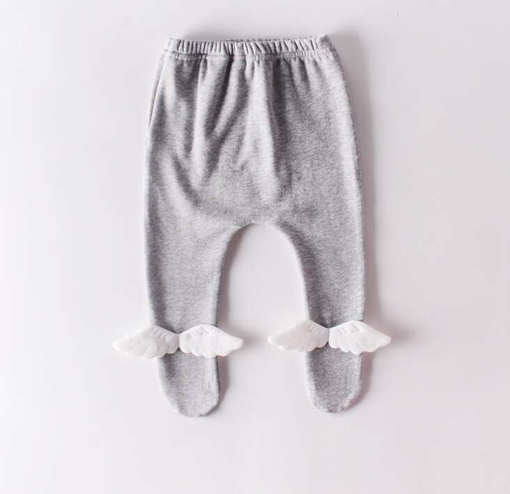 Winter Pasgeboren Baby Vleugels Panty Broek Jongens Meisjes Warm Knit Effen Kousen Bodem Baby Panty: Grijs / 6m