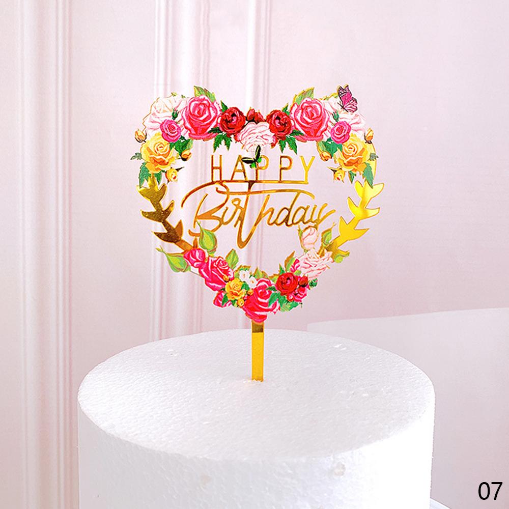 Acryl Gelukkige Verjaardag Cake Topper Resuable Hart Letters Guirlande Anniversary Topper Cupcake Dessert Decor Feestartikelen: Happy Birthday-04
