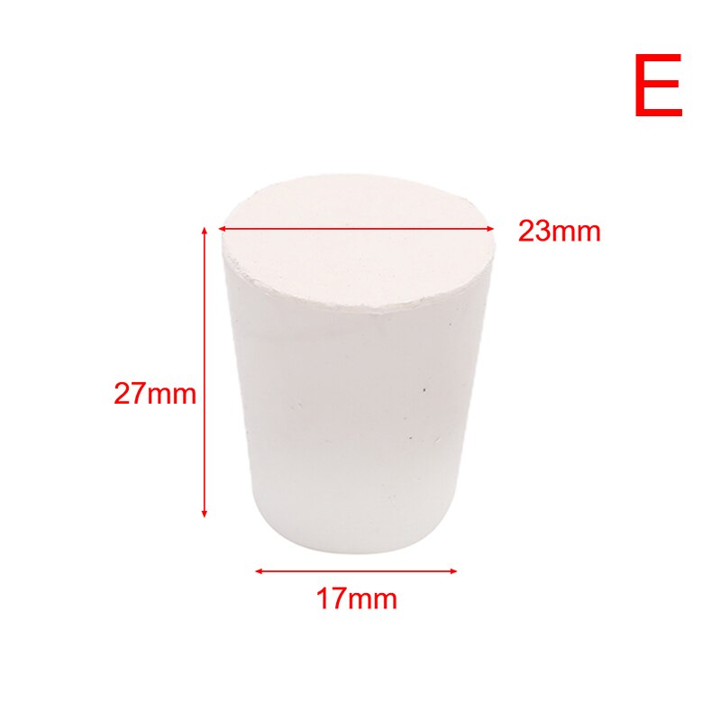 Juego de tapones de goma maciza para laboratorio, tapón de Color blanco, tapón de botella cónica, tapa sellada de tubo resistente al álcali, 5 o 10 Uds.: E