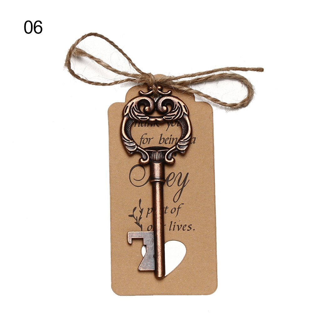 1PC Retro Key Shaped Bottle Opener Wine Keychain Souvenir Card Label Pendant Beer Opener Wedding Party Kitchen Accessories: type2-6