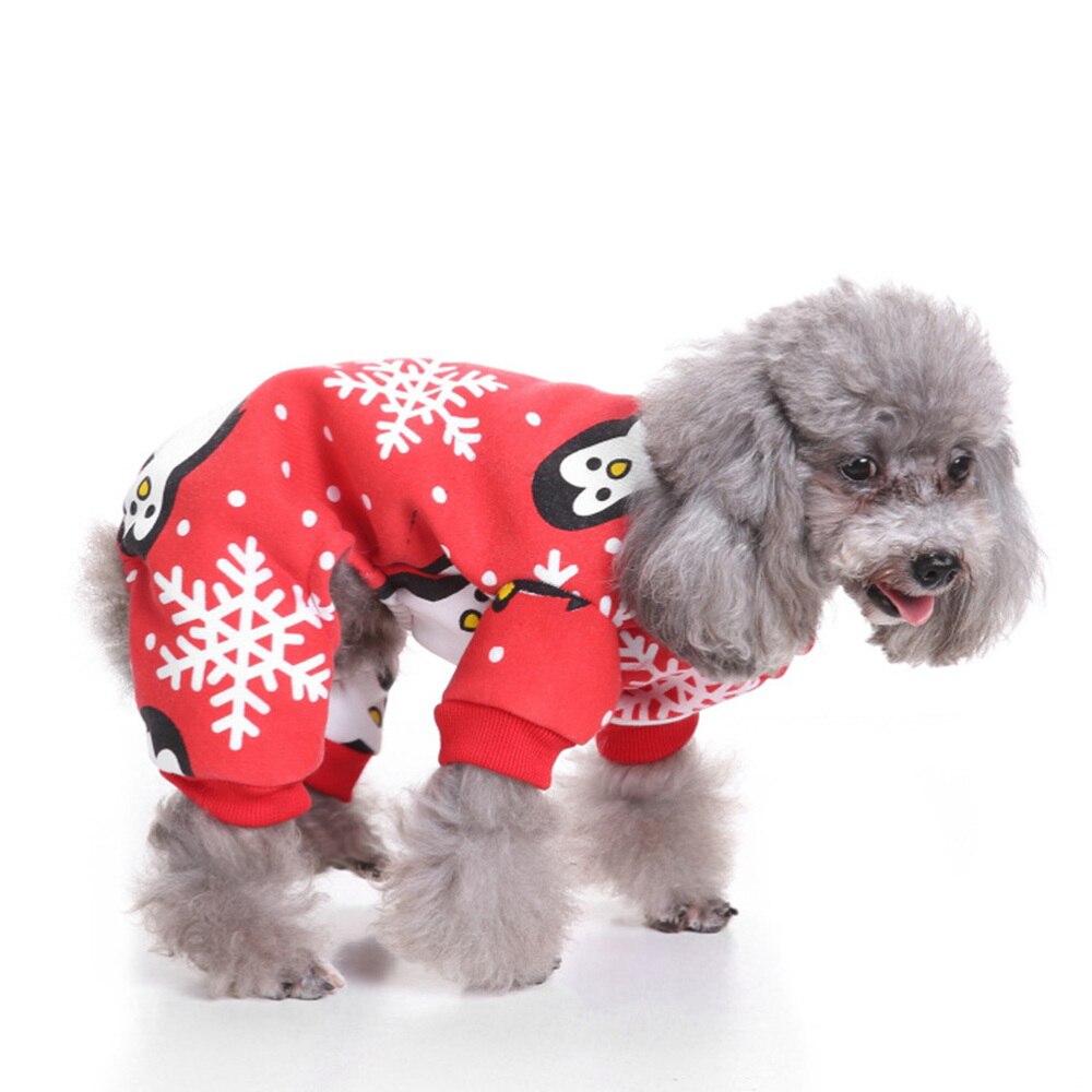 Kerst Vier Voeten Huisdier Pyjama Warme Kleding Huisdier Benodigdheden Voor Puppy Hond (Kerst Pinguïn, Maat S)