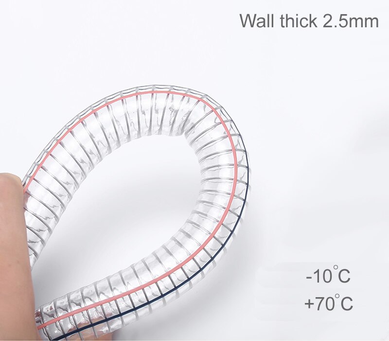 PVC hose with steel wire,inner 16mm,Plastic transparent soft pipe hose,High temperature water pipe