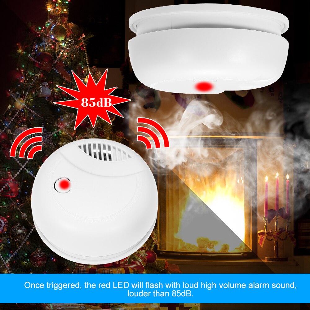 Standalone Photoelectric Smoke Alarm High Sensitive Wireless Alarm System Independent Smoke Detector Fire Protection Sensor