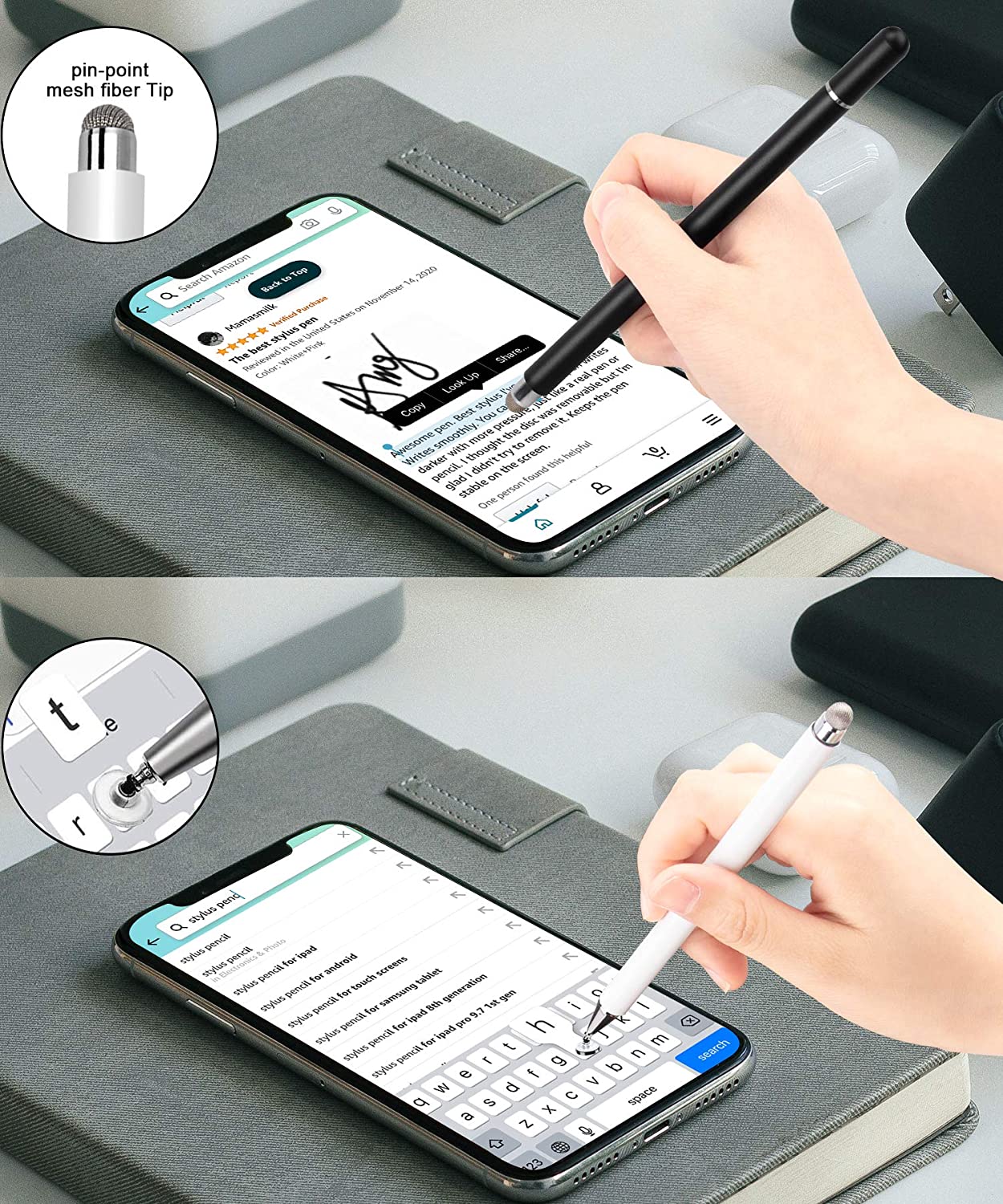 Stylus Pen Voor Smartphones 2 In 1 Touch Pen Voor Samsung Xiaomi Tablet Screen Pen Dunne Tekening Potlood Dikke Capaciteit pen