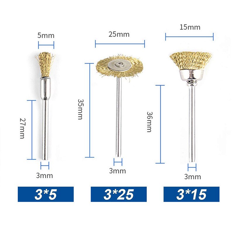 Shgo -45 Pc Brass Wire Wheel Borstels Draad Borstels Set Voor Accessoires Rotary Gereedschap Polish Schoon
