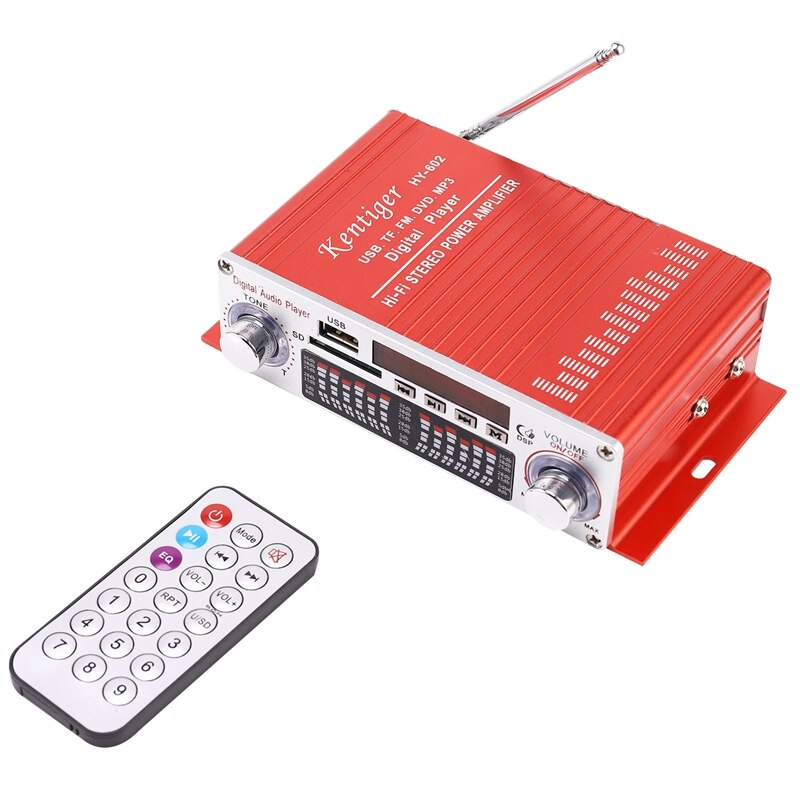 Kentiger Hy-602 Mini Portable Hifi Stereo Power Digital Amplifier With Fm Ir Control Fm Mp3 Usb Playback With Four Dsp