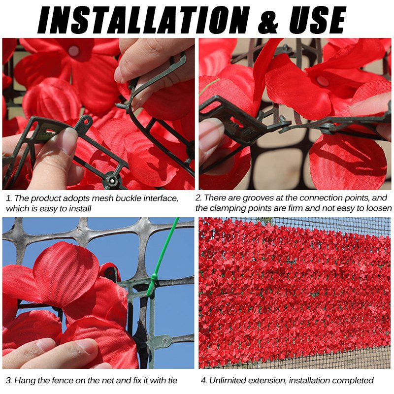 Kunstig blomsterhegn hækvæg lodret gårdsplads hækhegn udendørs havehegn dekoration privatliv beskyttelse sakura skærm