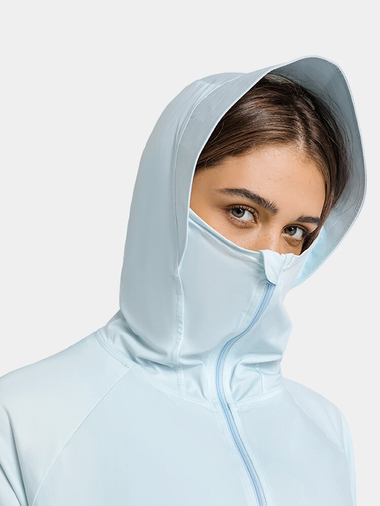 Svokor damen kapuzen-yogashirt mit reißverschluss, langärmliges fitnesstop mit uv-schutz, langärmliges sonnenschutz-laufshirt, gymnastik-t-shirt
