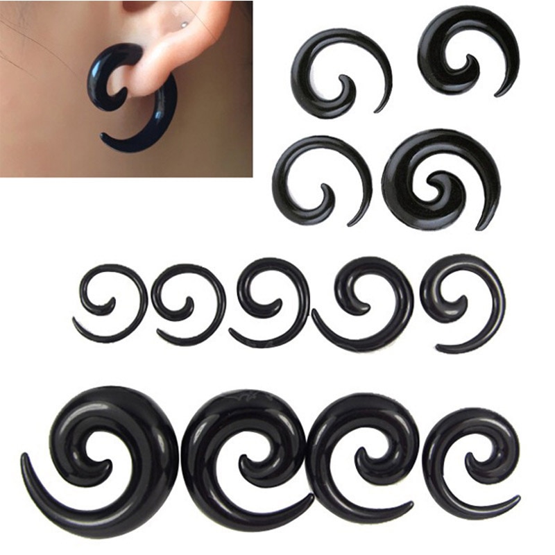 Bijoux de Corps Tire-bouchon Spirale Acrylique - 2pcs Boucles d'Oreilles Piercing