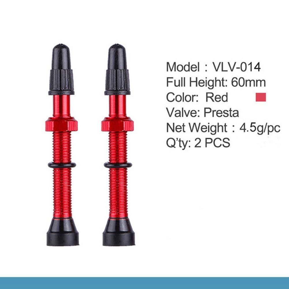 1 Paar Fiets 48/60/78Mm Presta Ventiel Voor Road Mtb Fiets Tubeless Banden Messing Kern Legering stem Tubeless Kit Compatibel: 60mm	red