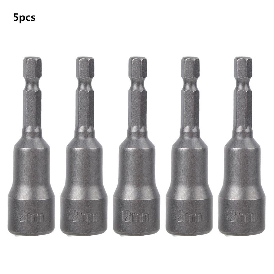 5Pcs 12mm Magnetic Hex Socket Tool Steel Electric Screwdriver Magnetic Drill Bit Adapter