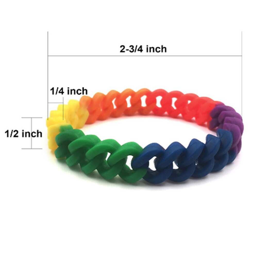 Pulsera de silicona multicolor para orgullo Gay, brazalete de goma multicapa, joyería: BL4023H02