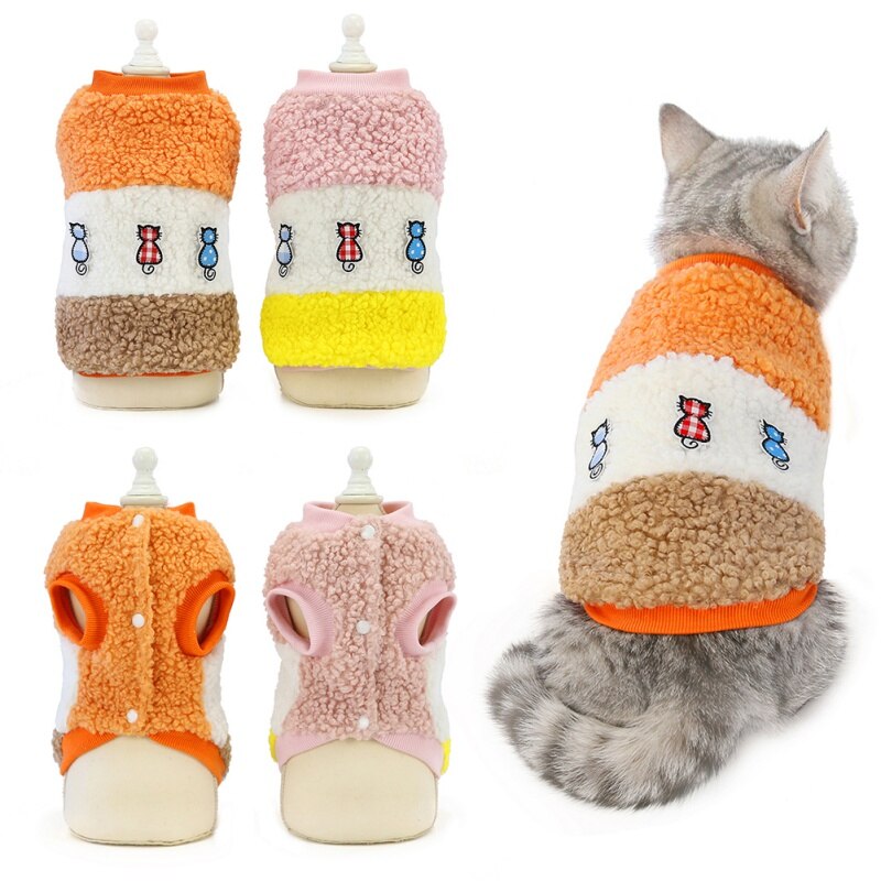 Cute Cat Winter Wool Cloth With Soft Nap Clothes Pet Puppy Kitten Coat Jacket For Small Medium Dogs Cats Warm Pet Clothes