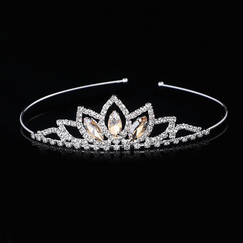 Princess Wedding Bridesmaid tiara with girl's crystal rhinestone hair ornament for bride's head: Pure Gold Color