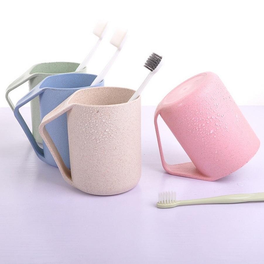 Creatieve Borstel Tanden Cups Tarwe Stro Spoelen Paar Tandenborstel Beker Tanden Cupcass Wassen Cup BBC-129