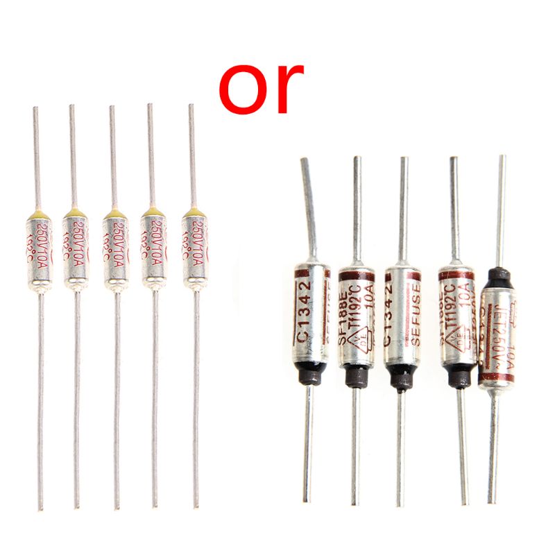 5Pc Temperatuur Mini Zekering 250 V10A Thermische Metal Shell 192 Graden Temp Micro Cut