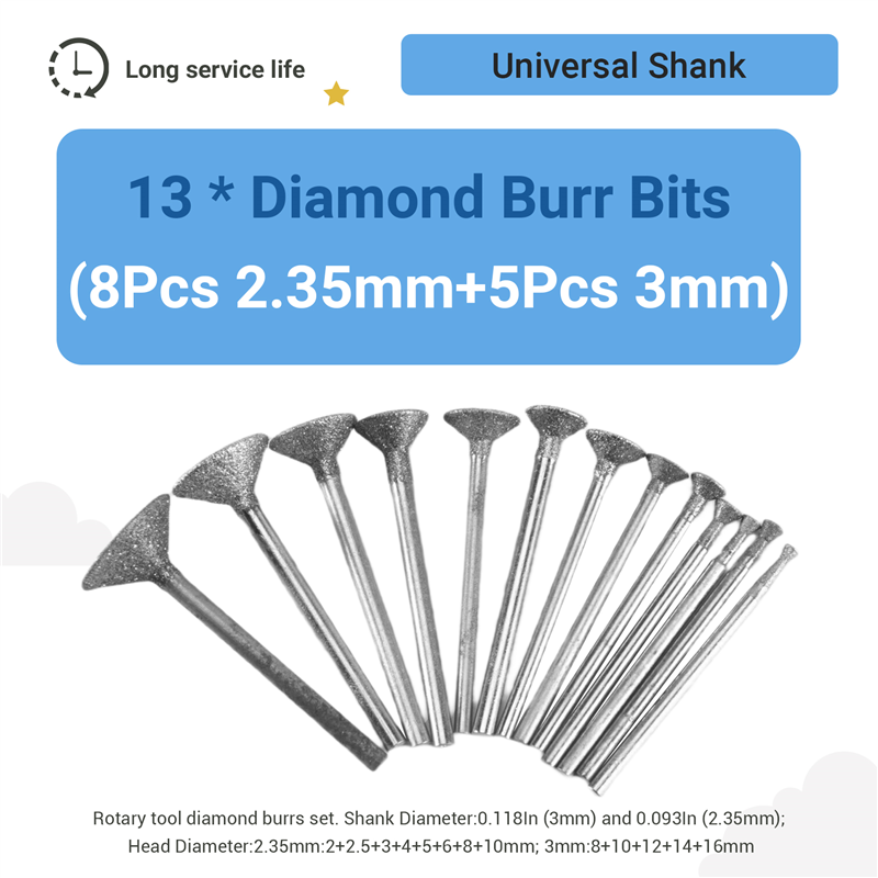 Diamant Bohrerset - 13PCS Slijptools - Polijstkits voor Dremel Roterende Gereedschappen