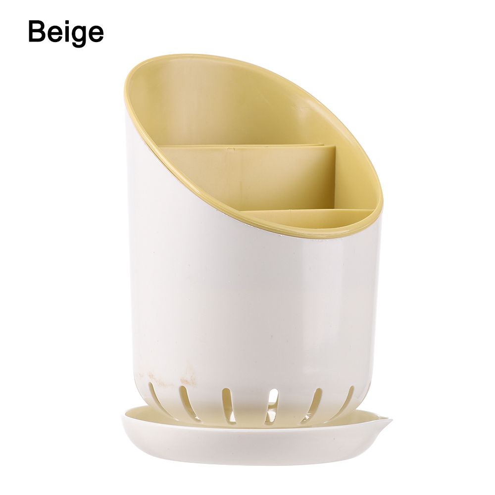 For Table Spoon Plastic Drainer Easy To Clean Home Storage Kitchen Tool Tableware Container Cutlery Storage Holder: Beige