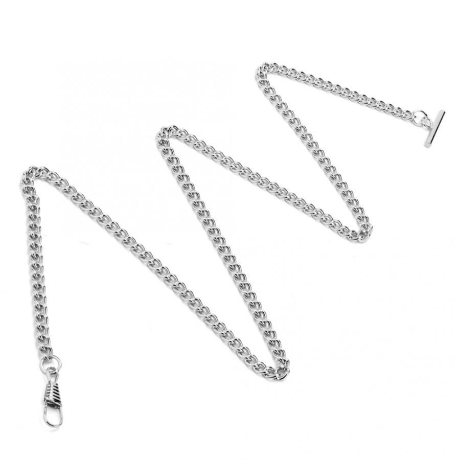 65cm lengde retro t-stang lommeur kjede anheng holder metall lommeur tilbehør gull sølv bronse farge klokke kjede: Sølv