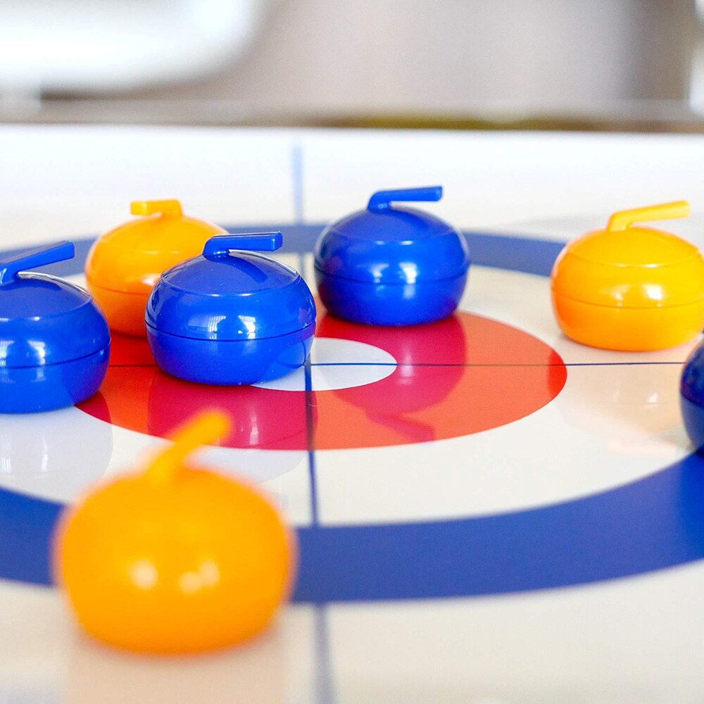 Barn mini hopfällbart bord mini curling boll bordsskiva curling spel kompakt curling familjefest spel leksaker för familjen skolresor