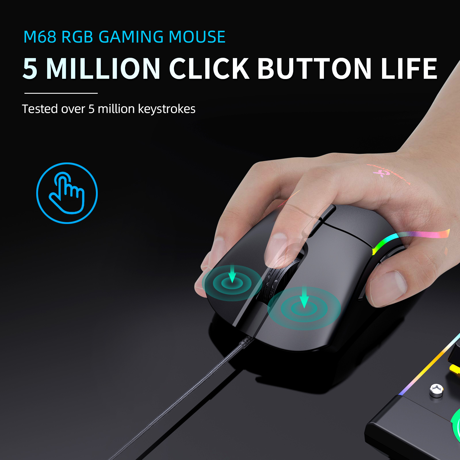 Wired Gaming Mouse RGB Computer mice Gaming Gamer Ergonomic Mouse 6 Button 12000DPI Replaceable housing Silent Game Mice For PC