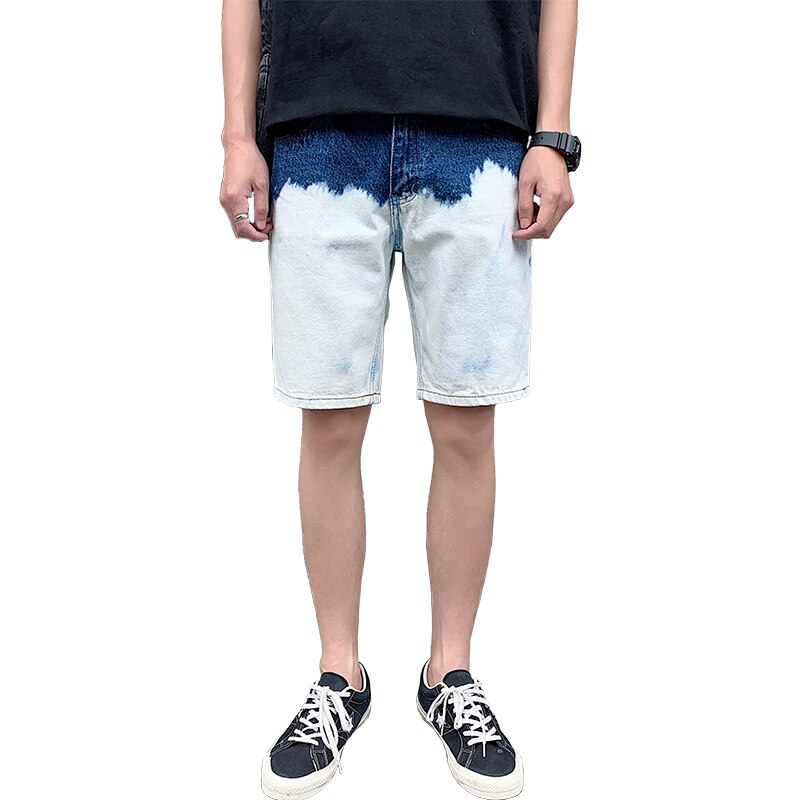 Men Jeans Shorts Blue White Panelled Mens Color Denim Short Streetwear Male Summer Trousers