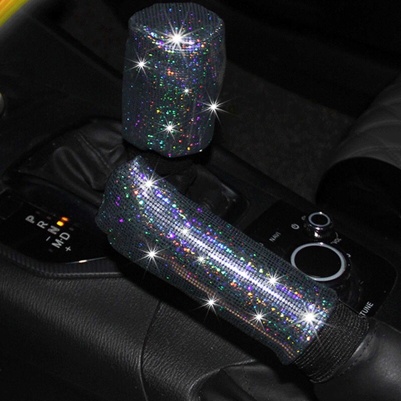 1 set diamant kristall bil växelkrage lock glitter strass auto shifter handbroms dekorationer interiörtillbehör