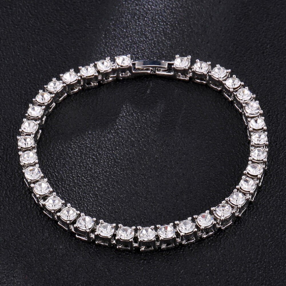 1 Row Rhinestone Men&#39;s Hip Hop Necklace Rap Singer Necklace Ice Tennis Chain Necklace Shiny Women&#39;s Necklace