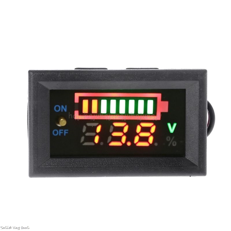 Indicador de nivel de carga de batería de plomo y ácido de coche, medidor de capacidad de batería de litio, voltímetro LED, pantalla Dual, 12V