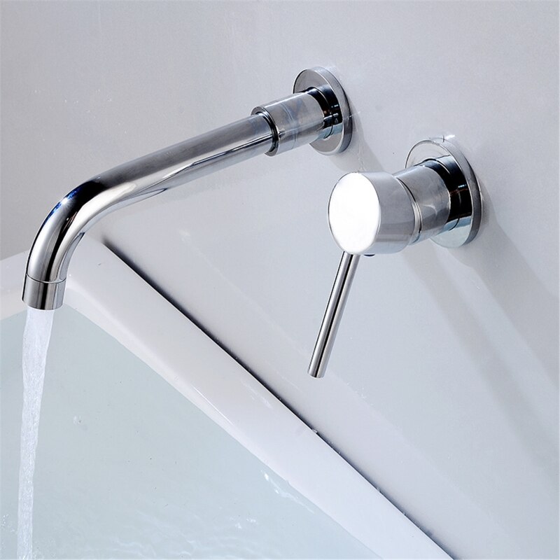 Modern Wall-Mount Mixer Tap Bathroom Sink Faucet Swivel Wall Spout Bath: B
