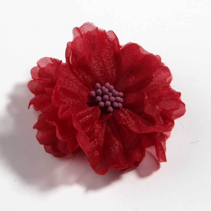 Fleurs en tissu avec allumettes pour décoration, pour Bouquet de mariage, pour bandeau, 5CM 2 ", 10 pièces: Red