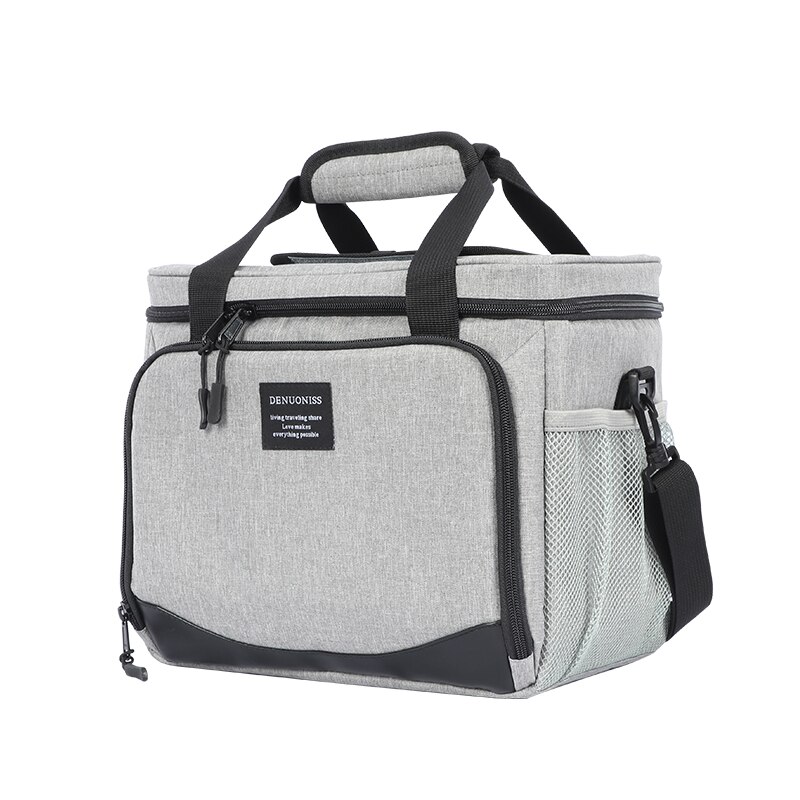 DENUONISS-fiambrera térmica aislante para el trabajo, bolso de hombro portátil para Picnic, refrigerador, 16L: Gray