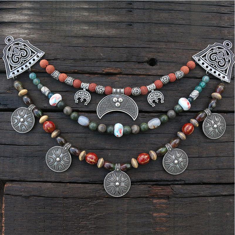 1pcs Slavic Jewelry Makeing For Charms Women Pendant, Ethnic Style Viking Brooch Buckle Lunula Jewelry For Cool Men: Antique Silver Plated