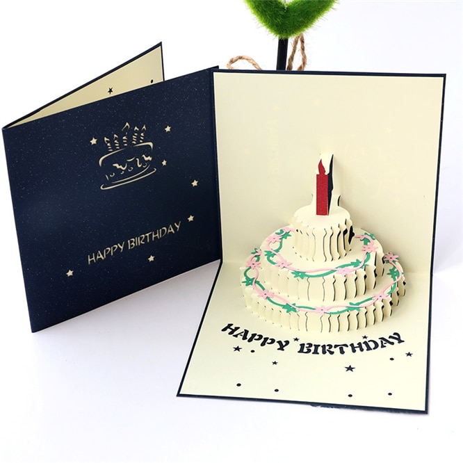 3 Stks/partij Cake Vorm 3D Pop Up Wenskaart Bruiloft Verjaardag Valentijnsdag Anniversary Christmas