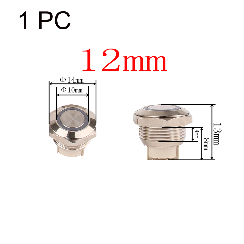 12/16/19/22mm Interruttore a pulsante ultra corto Impermeabile 1no Metallo con filo 150mm Anello Annluar 3-6V Rosso Verde Blu: L / Beige / 380V