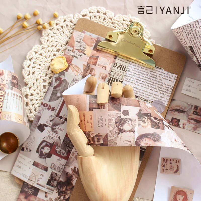 Ruban adhésif washi en forme de journal Vintage, 6.4x46cm, décoration pour scrapbooking, masquage, diy bricolage