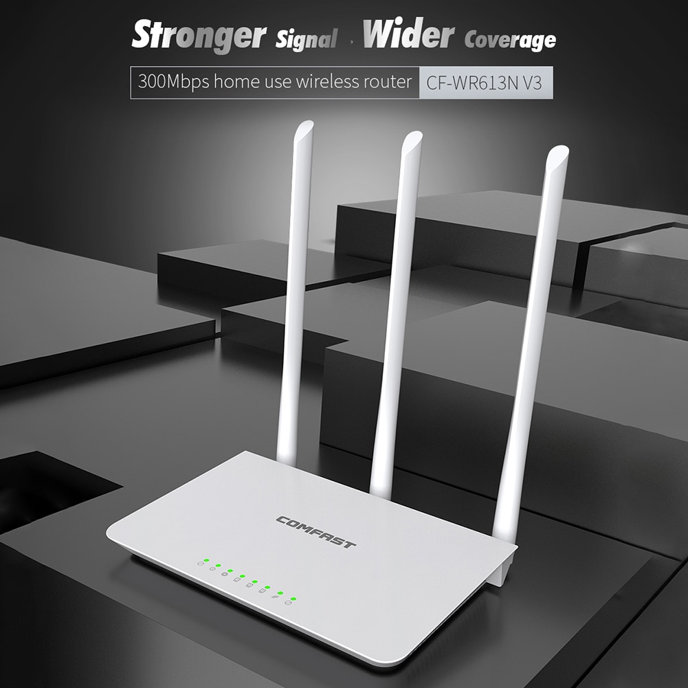 Comfast cf -wr613n v3 300 mbps draadloze router extender, breder, 3 antennes, 2.4 ghz wifi-signaalversterker, repeater