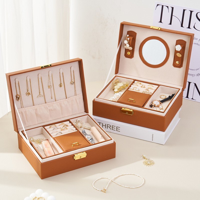 Smykkeskrin opbevaringsboks med stor kapacitet multifunktionel opbevaring til halskæder, ringe og øreringe, smykkeopbevaring
