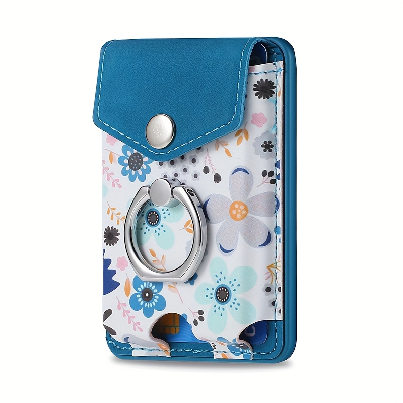 Magnetische telefoonkaarthouder Ring Kunstleer Portemonneezak Multi-kaartcapaciteit Veilige grip en standaardfunctie voor Magsafe Bag: Blauw