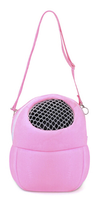 Mochila portátil de viaje para mascotas, bolsa de mano de malla transpirable con forma de ardilla, jaula de portador de red para hámster: pink L