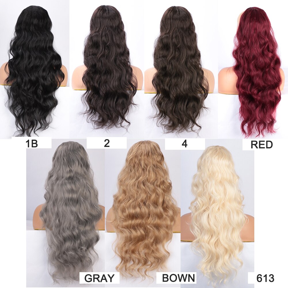 SUe EXQUISITE Synthetic Long Wavy Ponytail Hair for Black Women Gray/Black Synthetic Drawstring Ponytail Clip Hair Extension