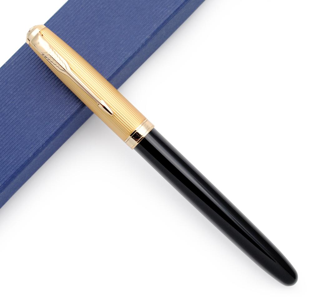 Jinhao 85 Metal/Wood Fountain Pen Golden Cap Extra Fine Nib 0.38mm Ink Pen: Black