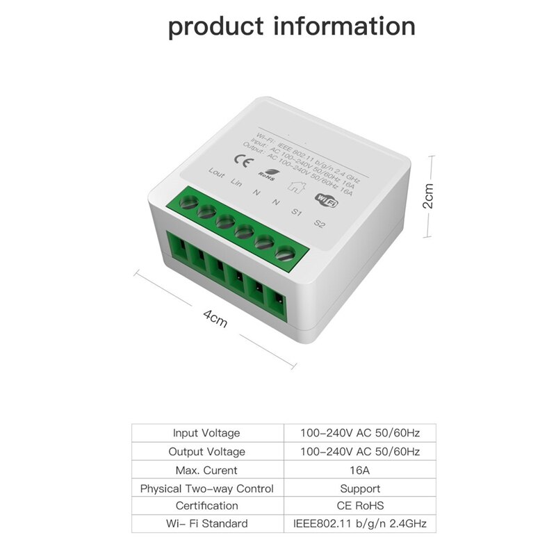 Intelligent Switch Module,Breaker Module 16A Tuya Wifi Home Life APP Remote Control For Google And Alexa Work With