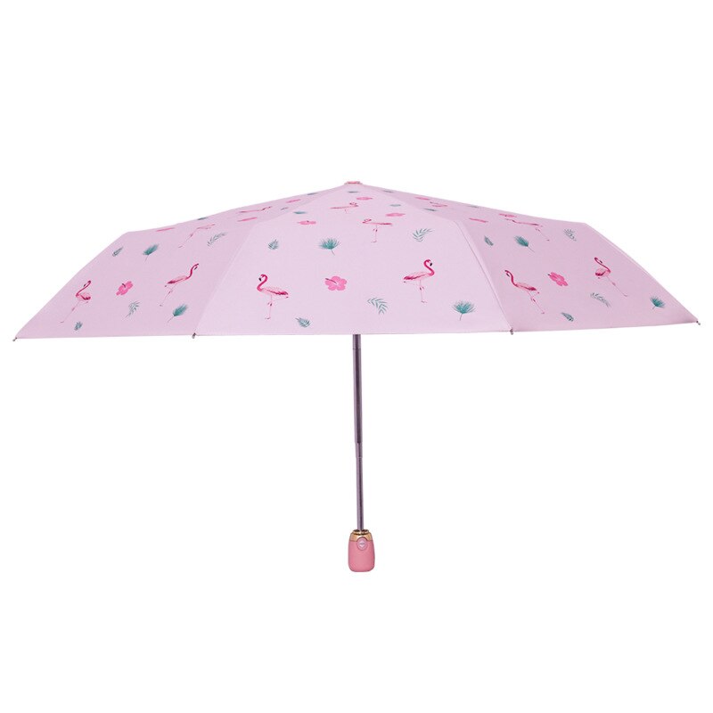Mały świeży parasol flaming przezroczysty Sakura parasole kot kreskówkowy parasol ptak kreatywne parasole długi uchwyt: automatic ptak różowy
