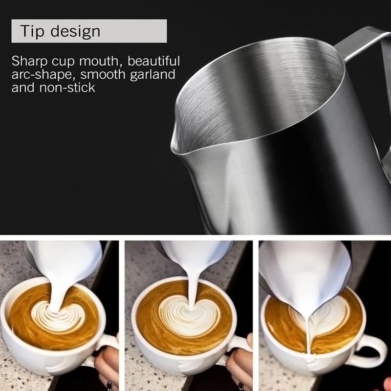Keuken Rvs Espresso Latte Art Koffie Melk Opschuimen Werper Dampende Melkkan Schuim Container 350/600 ml
