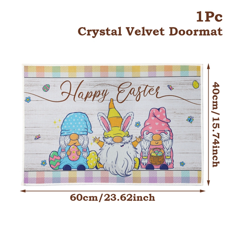 1Pc Crystal velvet Lovely Happy Easter Door Mat Motif Entrance Pad Bath Rug Area Carpet For Kitchen Balcony Terrace Home Decor